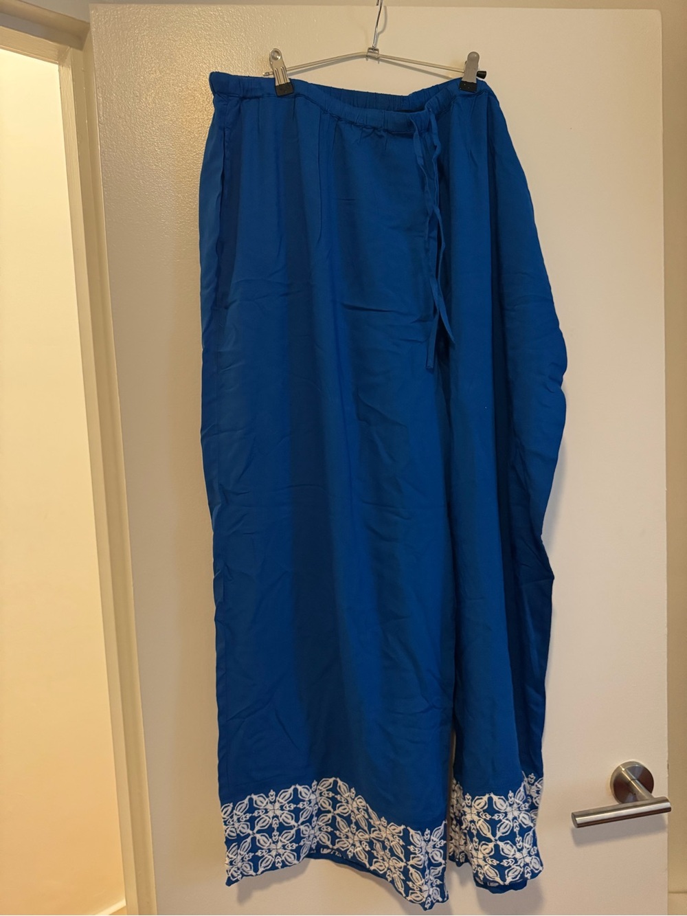 Eloquii Royal Blue Embroidered Wide-Leg Pants